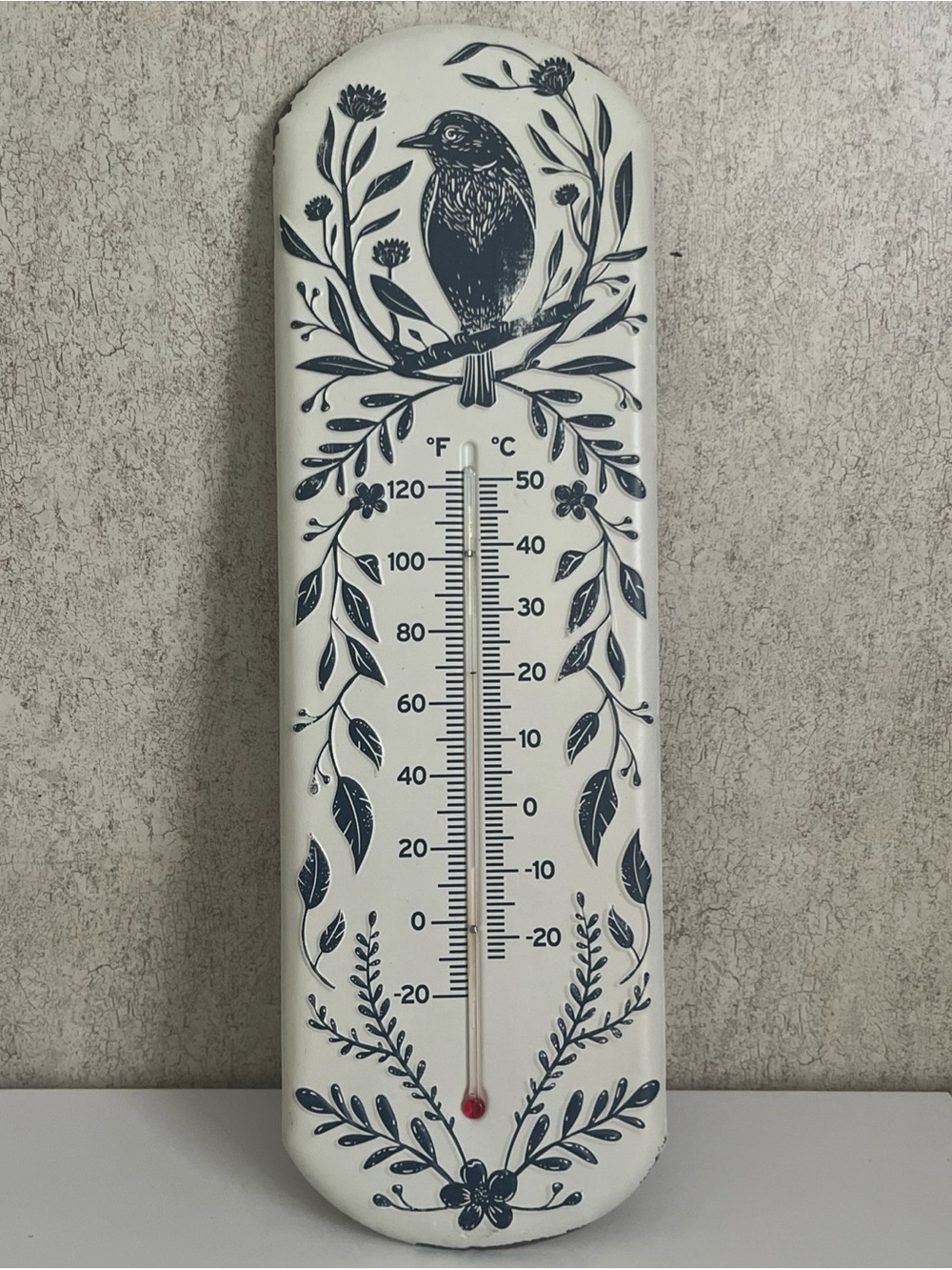 Enamel Indoor Outdoor Thermometer 18” Blue Bird Floral Open Roads Brands